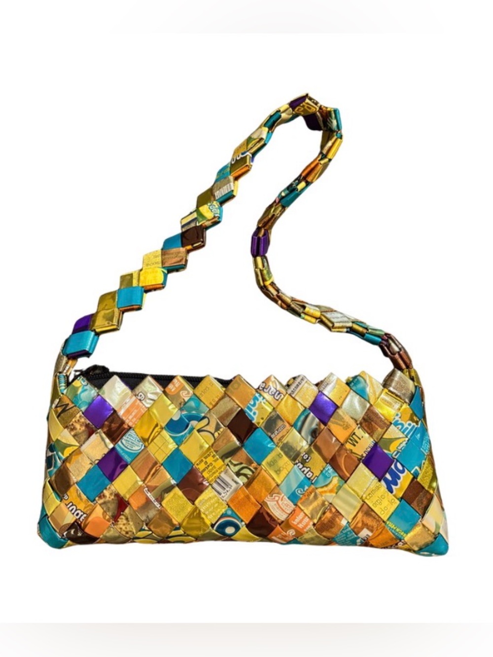 Candy Wrapper Woven Mini Multicolor Clutch